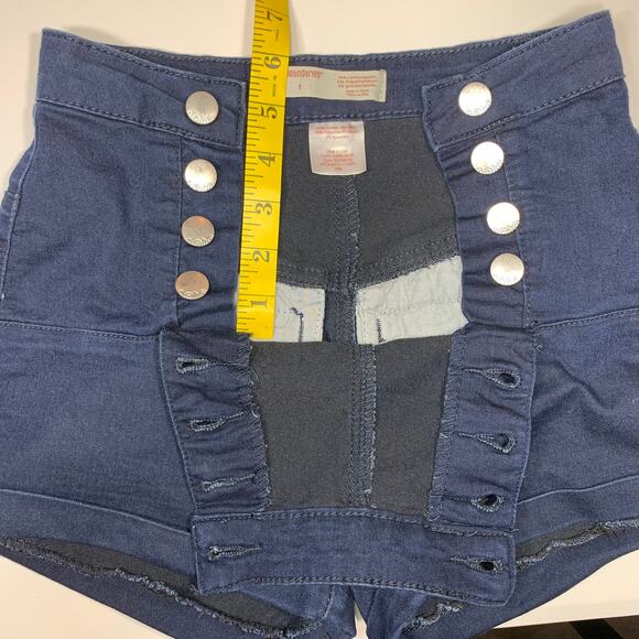 No Boundaries Dark Blue Double Button Shorts Size 1 - Picture 8 of 9